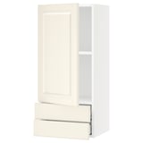 SEKTION / MAXIMERA Wall cabinet with door/2 drawers, white/Bodbyn off-white, 18x15x40 "