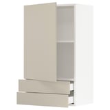 SEKTION / MAXIMERA Wall cabinet with door/2 drawers, white/Havstorp beige, 24x15x40 "
