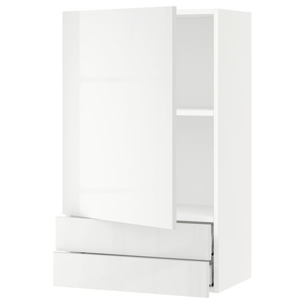 SEKTION / MAXIMERA Wall cabinet with door/2 drawers, white/Ringhult white, 24x15x40 "