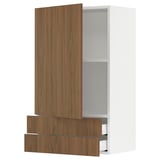 SEKTION / MAXIMERA Wall cabinet with door/2 drawers, white/Tistorp brown walnut effect, 24x15x40 "