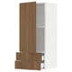 SEKTION / MAXIMERA Wall cabinet with door/2 drawers, white/Tistorp brown walnut effect, 18x15x40 "