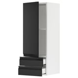 SEKTION / MAXIMERA Wall cabinet with door/2 drawers, white/Upplöv matte anthracite, 15x15x40 "