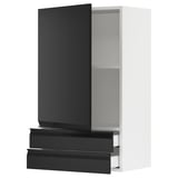 SEKTION / MAXIMERA Wall cabinet with door/2 drawers, white/Upplöv matte anthracite, 24x15x40 "
