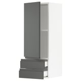 SEKTION / MAXIMERA Wall cabinet with door/2 drawers, white/Voxtorp dark gray, 15x15x40 "