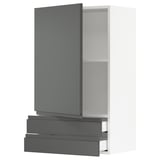 SEKTION / MAXIMERA Wall cabinet with door/2 drawers, white/Voxtorp dark gray, 24x15x40 "
