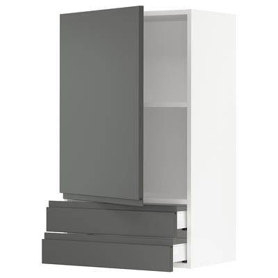 SEKTION / MAXIMERA Wall cabinet with door/2 drawers, white/Voxtorp dark gray, 24x15x40 "