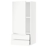 SEKTION / MAXIMERA Wall cabinet with door/2 drawers, white/Voxtorp matte white, 18x15x40 "