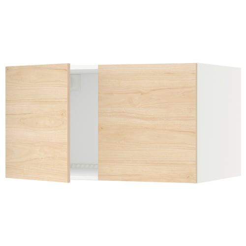SEKTION kitchen cabinet, light ash wood, modern design, adjustable shelves, white frame.