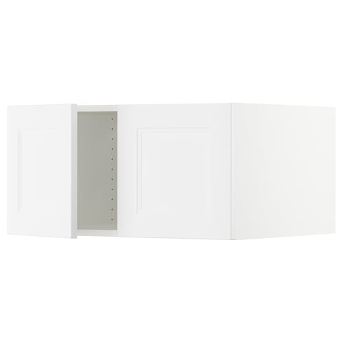 SEKTION kitchen set, white, modern design, three units - one open, adjustable shelves.