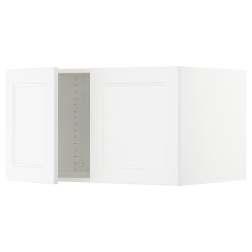 White SEKTION kitchen cabinet with adjustable shelves, hinged door, and soft-close feature.