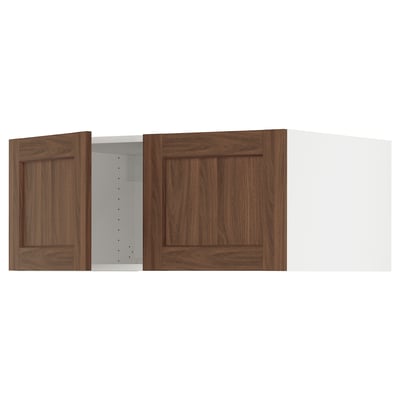 SEKTION Top cab f fridge/freezer w 2 doors, white Enköping/brown walnut effect, 36x24x15 "