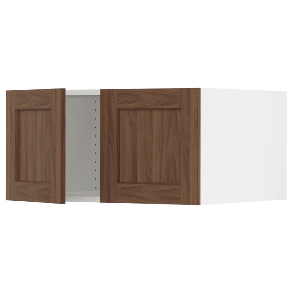 SEKTION Top cab f fridge/freezer w 2 doors, white Enköping/brown walnut effect, 30x24x15 "