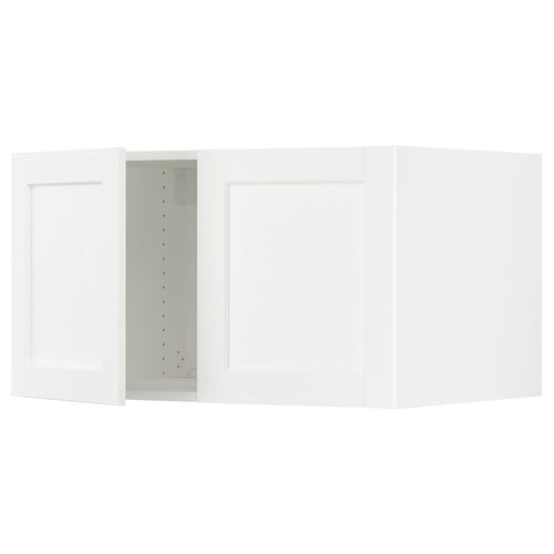 White SEKTION kitchen cabinet with adjustable shelves, modern design.