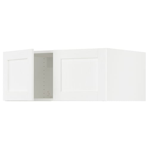 SEKTION kitchen with white cabinets, featuring adjustable shelves, a door damper, and sturdy fiberboard construction.