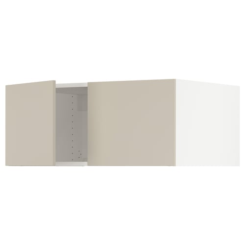Beige SEKTION kitchen cabinet, smooth finish, adjustable shelves, soft-closing hinge.