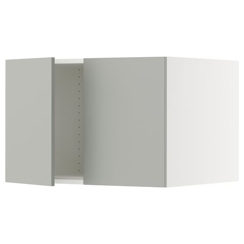 This image shows an ikea SEKTION kitchen cabinet in light grey with one adjustable shelf. It a modern and minimalist design with a 193 mm depth.