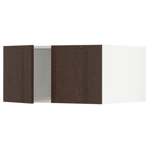 Dark brown oak cabinet with 2 visible doors, sturdy design and sleek finish.