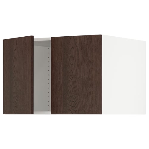 SEKTION kitchen cabinets: dark brown wood, 2-door design with a square shape and sleek modern finish.
