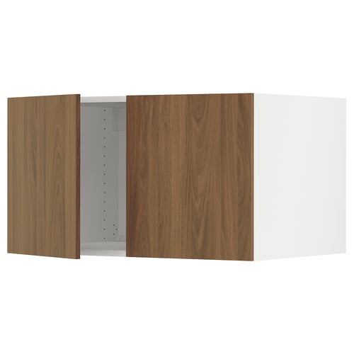 SEKTION walnut cabinet, modern wood grain finish, rectangular shape, smooth surfaces, two doors, adjustable shelves.