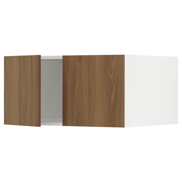 SEKTION Top cab f fridge/freezer w 2 doors, white/Tistorp brown walnut effect, 30x24x15 "