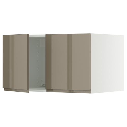 IKEA SEKTION cabinet, high gloss dark grey-brown, 3 doors, sleek modern design, sturdy frame.