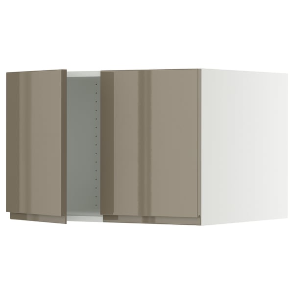SEKTION Top cab f fridge/freezer w 2 doors, white/Voxtorp high-gloss dark grey-brown, 30x24x20 "