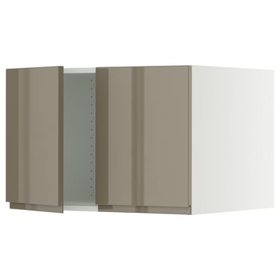 SEKTION Top cab f fridge/freezer w 2 doors, white/Voxtorp high-gloss dark grey-brown, 30x24x20 "