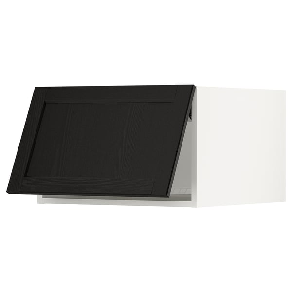 SEKTION Top cab f fridge/freezer w push-op, white/Lerhyttan black stained, 24x24x15 "