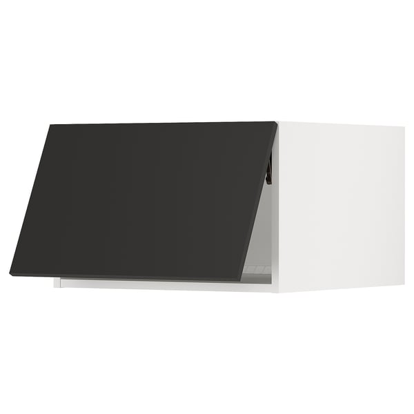 SEKTION Top cab f fridge/freezer w push-op, white/Nickebo matte anthracite, 24x24x15 "