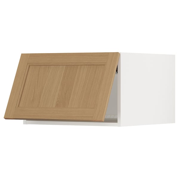 SEKTION Top cab f fridge/freezer w push-op, white/Vedhamn oak, 24x24x15 "