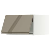 SEKTION Top cab f fridge/freezer w push-op, white/Voxtorp high-gloss dark grey-brown, 24x24x15 "