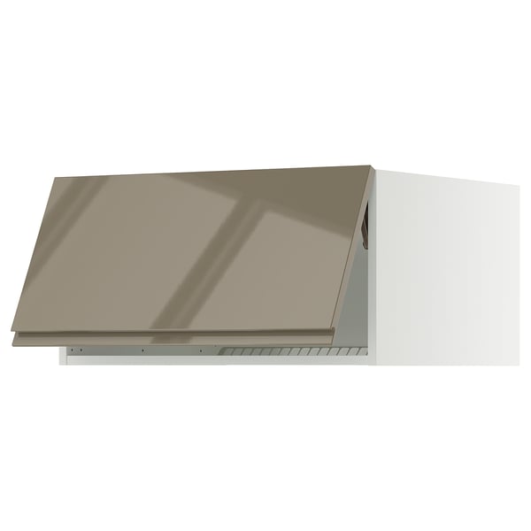 SEKTION Top cab f fridge/freezer w push-op, white/Voxtorp high-gloss dark grey-brown, 30x24x15 "