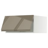 SEKTION Top cab f fridge/freezer w push-op, white/Voxtorp high-gloss dark grey-brown, 30x24x15 "