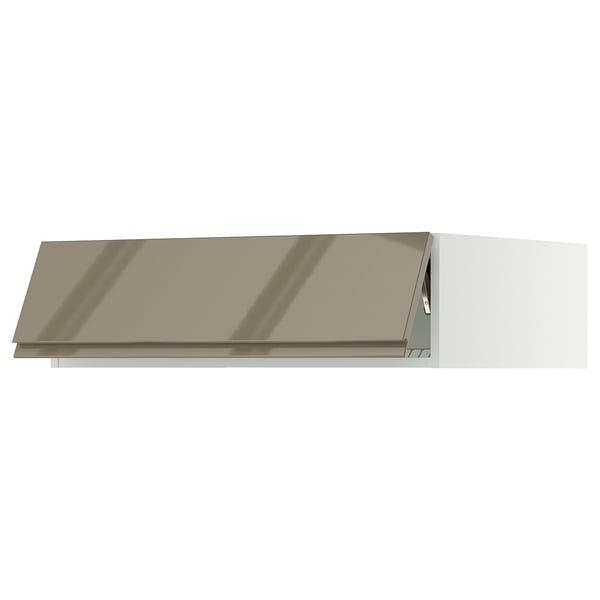 SEKTION Top cab f fridge/freezer w push-op, white/Voxtorp high-gloss dark grey-brown, 36x24x10 "