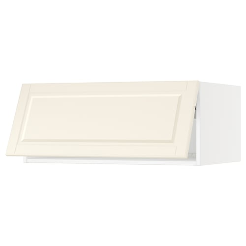An off-white SEKTION kitchen cabinet with a traditional design and bevelled edges.