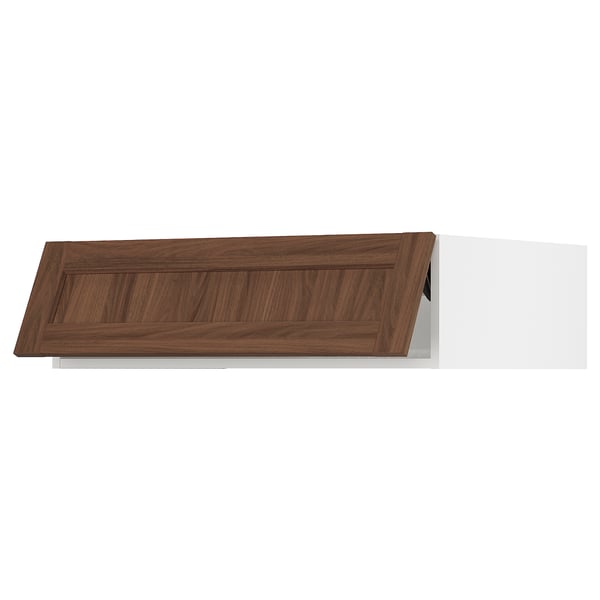 SEKTION Top cabinet for fridge/freezer, white Enköping/brown walnut effect, 36x24x10 "
