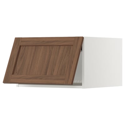 SEKTION Top cabinet for fridge/freezer, white Enköping/brown walnut effect, 24x24x15 "