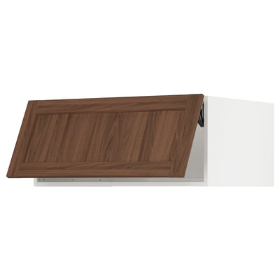 SEKTION Top cabinet for fridge/freezer, white Enköping/brown walnut effect, 36x24x15 "