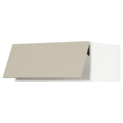 SEKTION Top cabinet for fridge/freezer, white/Havstorp beige, 36x24x15 "