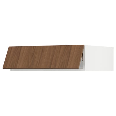 SEKTION Top cabinet for fridge/freezer, white/Tistorp brown walnut effect, 36x24x10 "