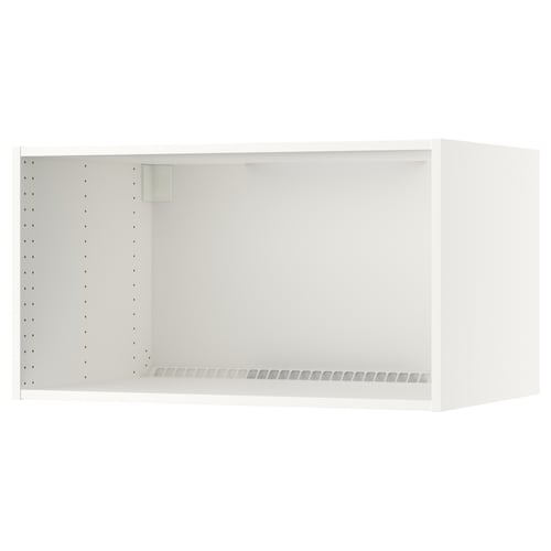 SEKTION white wall cabinet for refrigerator/freezer, rectangular shape with ventilation cuts, part of metod kitchen system.