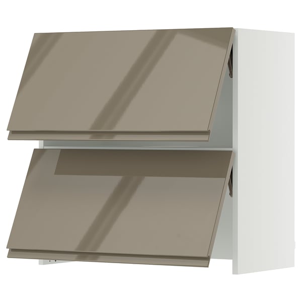 SEKTION Wall cab f bu-in extr hood w po, white/Voxtorp high-gloss dark grey-brown, 30x15x30 "