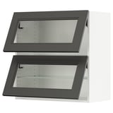 SEKTION Wall cab horiz 2 gls drs w push-op, white/Axstad dark gray, 30x15x30 "