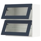 SEKTION Wall cab horiz 2 gls drs w push-op, white Axstad/matte blue, 30x15x30 "