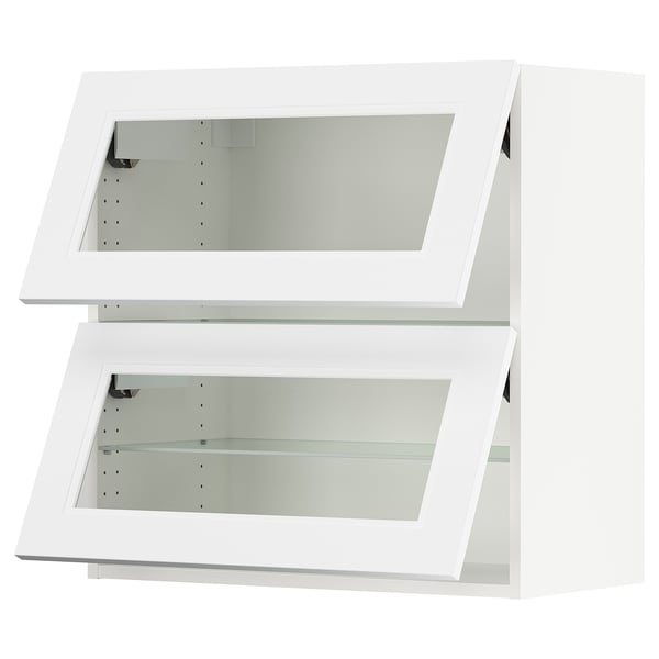 SEKTION Wall cab horiz 2 gls drs w push-op, white/Axstad matte white, 30x15x30 "