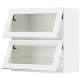 SEKTION Wall cab horiz 2 gls drs w push-op, white Enköping/white wood effect, 30x15x30 "