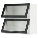 SEKTION Wall cab horiz 2 gls drs w push-op, white/Hejsta anthracite reeded glass, 30x15x30 "