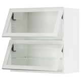 SEKTION Wall cab horiz 2 gls drs w push-op, white/Hejsta white clear glass, 30x15x30 "