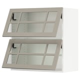 SEKTION Wall cab horiz 2 gls drs w push-op, white/Stensund beige, 30x15x30 "