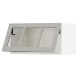 SEKTION Wall cab horiz gls door w push-open, white/Lerhyttan light gray, 30x15x15 "